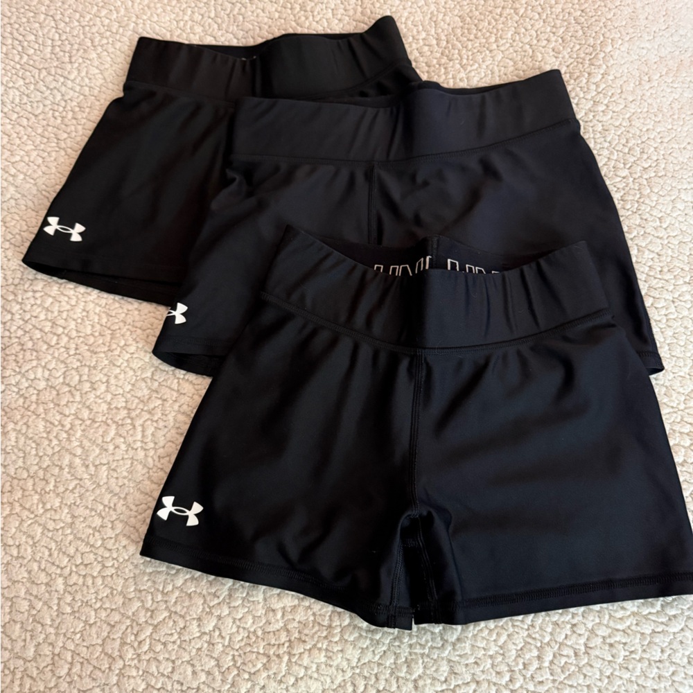 Under Armour UA Team 3” shorts. Size small. Selling all 3 together